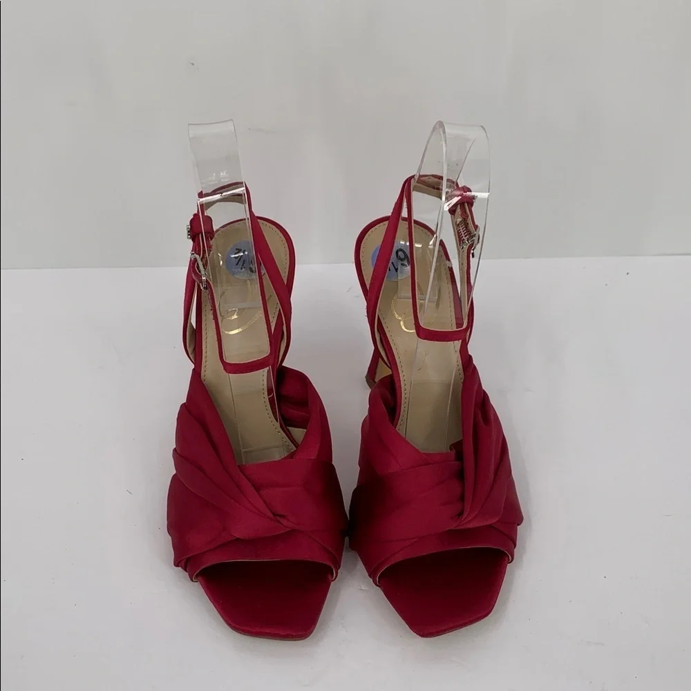 Sam Edelman Lavendar satin ankle strap sandal shoe raspberry pink heel women 6.5